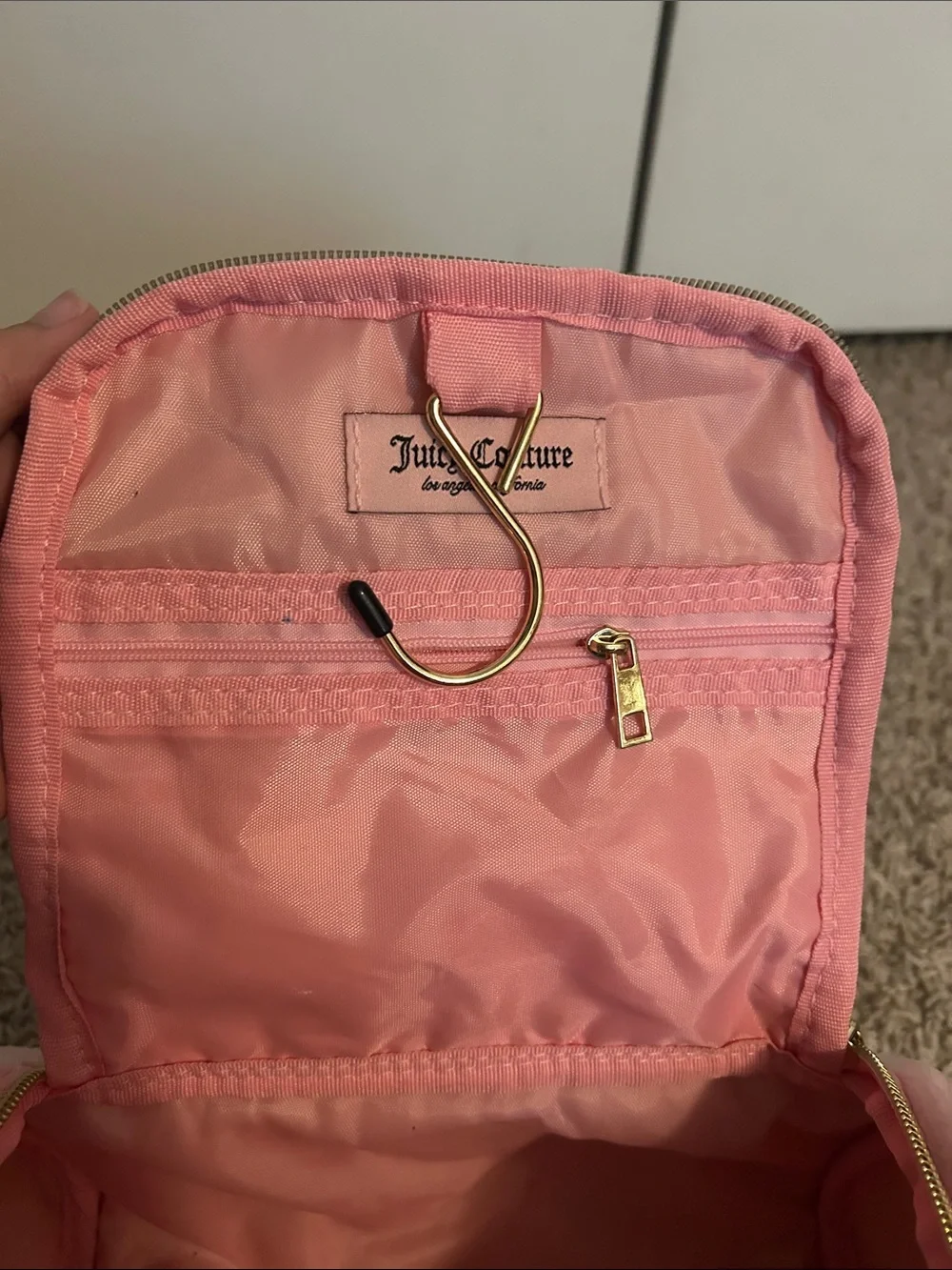 Juicy Couture Pink Velour Crystal 'Juicy' Cosmetic Case